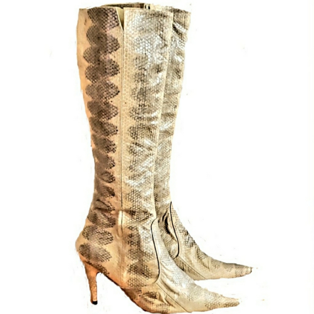 Snake skin exotic heeled boots custom made